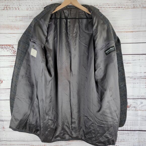 Ermenegildo Zegna Mens Size 44 L Blazer Switzerland Wool Windowpane Tweed VTG - Picture 11 of 16